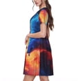 thumbnail image 2 of Easygdp Wolf para Vestido Transpirable de Mujer, Vestido Suelto de Manga Corta con Pliegues y Bolsillos para el Verano, 2 of 6