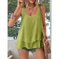 thumbnail image 6 of Women'S Flowy Layered Tank Top Scoop Neck Sleeveless Blouses Shirts Casual Vacation Tops Matcha Color XXL, 6 of 9