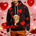 thumbnail image 2 of Mens Kangaroo Pouch Hoodie Valentine's Day Dogs Cats Pet Carrier Hooded Sweatshirts Oversize Long Sleeve Animal Holder Pullover Tops Red L, 2 of 5
