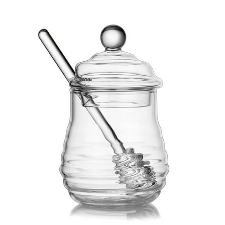 9.5oz Clear Beehive Honey Jar with Lid and Dipper Ideal for Home Use