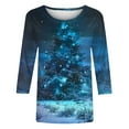 thumbnail image 4 of Luxalzxs 3/4 Length Sleeve Womens Tops Merry Christmas Crewneck Holiday Shirts Xmas Tree Tops Xmas Gifts, 4 of 5