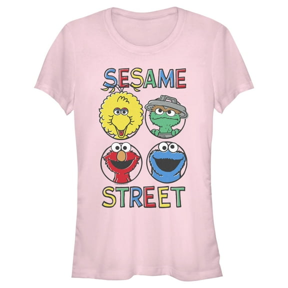 Junior's Sesame Street Four Circle Grid Graphic T-Shirt