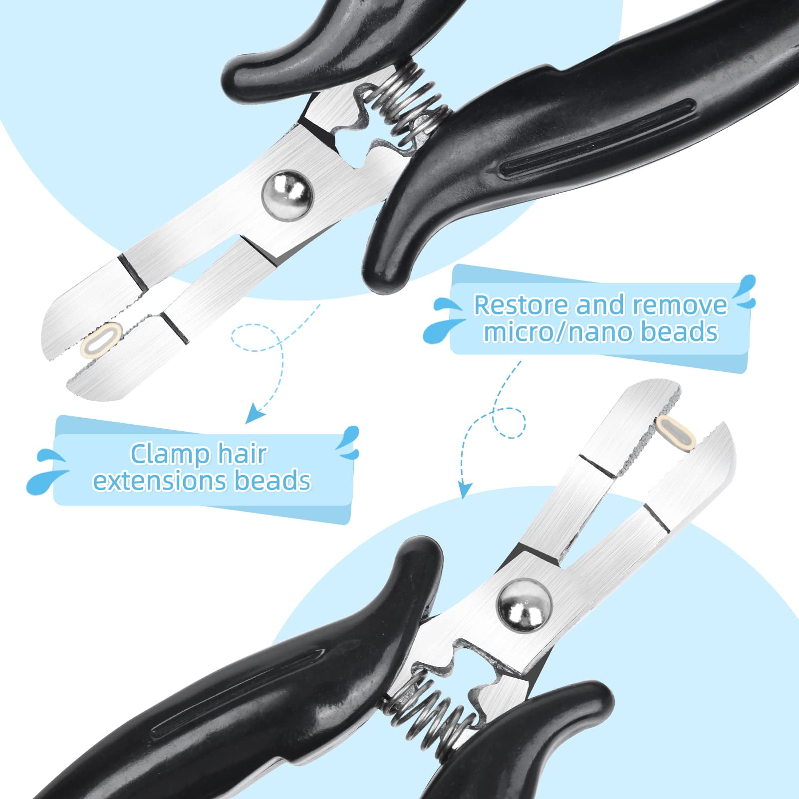 Professional Hair Extension Pliers ,Steel Micro Bead, Ring Removal Tool ,  Rust-free Keratin Bond Remover,For Crushing Fusion Bond Hair ,Ideal for All