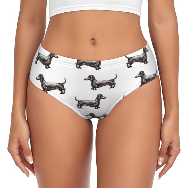 Balery Dachshund Dog Puppy Ropa Interior de Algodón para Mujer con Dibujo – Braguitas Cómodas y Elásticas, Estilo Clásico-X-Small