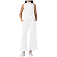 thumbnail image 1 of Conjuntos de dos piezas para mujer para el verano 2025: camiseta sin mangas con cuello alto y pantalones cortos. Chándal deportivo, XS-XXL., 1 of 8