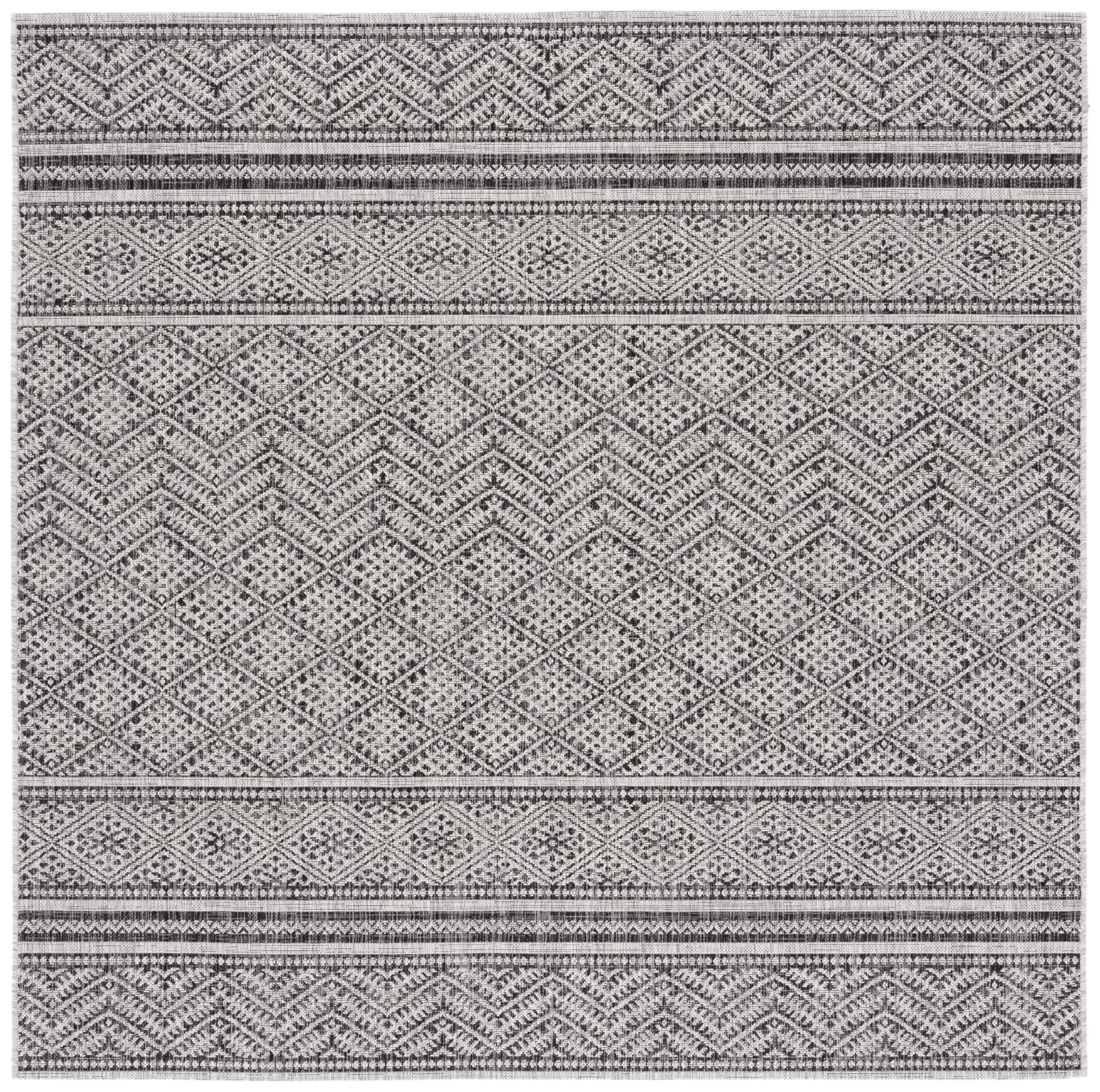 Safavieh Courtyard Eric Geometric Indoor/Outdoor Area Rug, Black/Gray, 6'7" x 6'7" Square