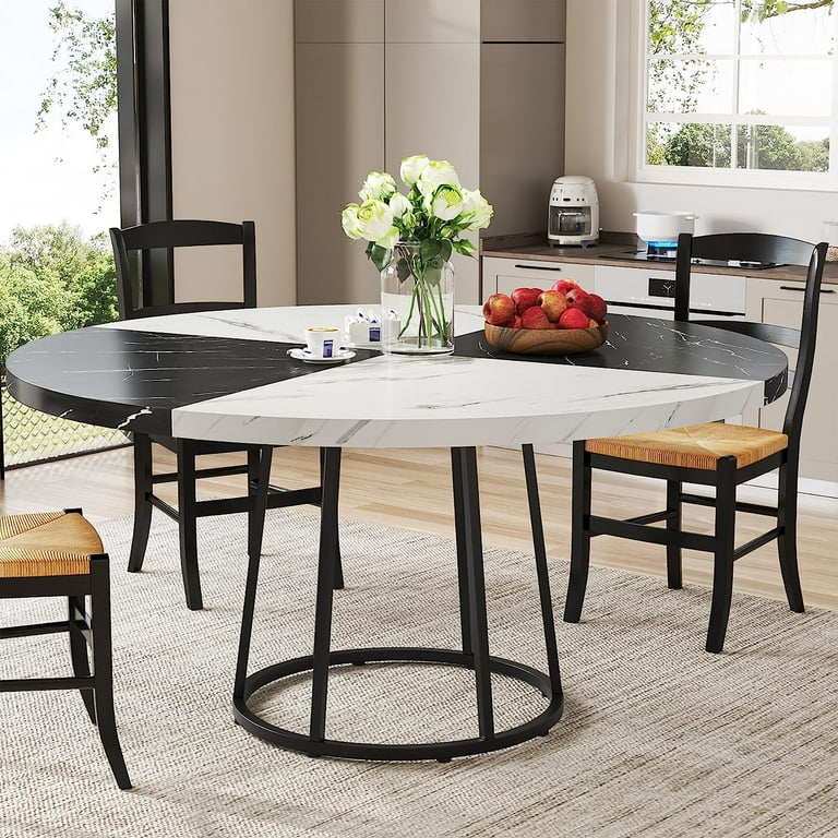 Round Dining Table for 4 People 47 inch Kitchen Table Large