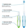 thumbnail image 2 of Lingito Brosse à Dents de Voyage, Pliable avec Couvercle Intégré, Randonnée, Camping, Urgence, Compacte, Rabattable, Pliable, Brosses à Poils Moyens de Poche (Lot de 2) (Bleu-Vert), 2 of 8