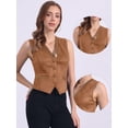 thumbnail image 2 of DARING DIVA Women's Vintage V Neck Faux Suede Button Down Sleeveless Jacket Vest M Deep Brown, 2 of 6