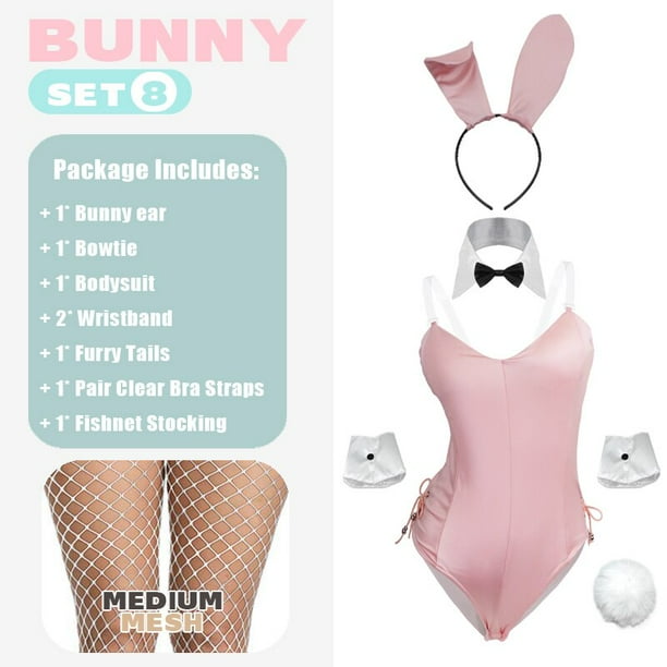 Sexy Cute Bunny Girl Faux Leather Material Rabbit Woman Set de buena calidad se puede usar para Comic Show Kawaii Cosplay Bunny Costume Tan Jianjun unisex
