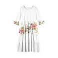 thumbnail image 4 of Inglocry Girls Floral Maxi Dress, Flower Printed Short Sleeves Dress with Pockets Summer Long Holiday Dress White 4-5Year, 4 of 4