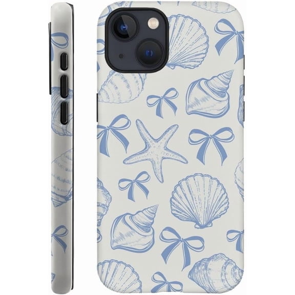 Blue Seashell Bow Coquette Aesthetic Ocean Summer Cute A308 Protective Case for iPhone 17 16 15 14 13 12 11 Pro Max
