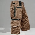 thumbnail image 2 of lcziwo Solid Color Shorts Men with Zip Pockets Denim Holiday Outdoor Trunks Beach Fishing Travel Work Shorts Coffee XXL, 2 of 8