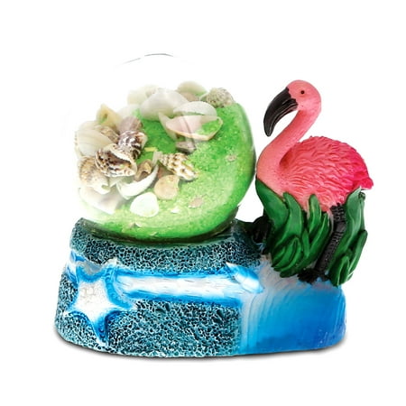 UPC: 0788679158986 | CoTa Global Green Sand and Mixed Seashells w/ Large Pink Flamingo Snow Globe