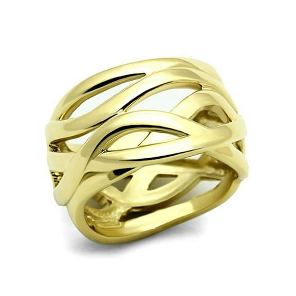 14K Gold Ion Plated Stainless Steel 316 Fashion Ring 13mm Wide, Women's Size 8