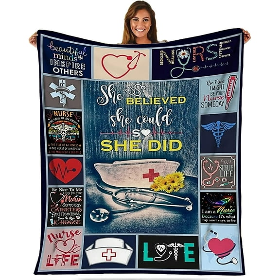 Nurse Throw Blanket Nurse Presents for Women New Nurses Nursing Student School Presens Nurse Practitioner Graduation Appreciation Educator Presens Birthday Christmas Retirement Presents for Nurse