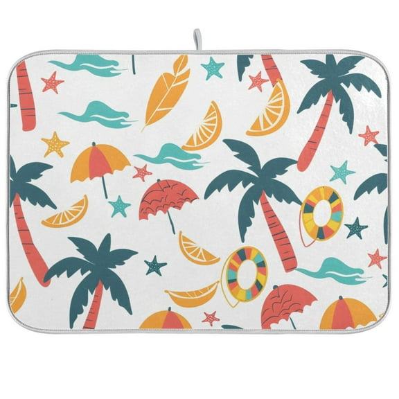 Beach Theme Dish Drying Mat Dish Drainer Rack Mats Water Absorbent Non-Slip Easy Clean Heat Resistant for Kitchen Counter