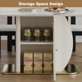 thumbnail image 3 of 5-Piece Dining Table Set, 63" Charred Stone Kitchen Table Set with Glass Storage Cabinets and 4 Velvet Chairs, Dining Room Table Set with Golden Base, Black, 3 of 6