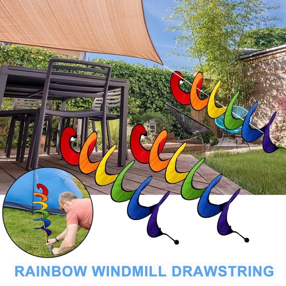 Paiwinds Rainbow Curlie 60 inch Wind Spinner-Twister Colorful Twister Hanging Patio Decor