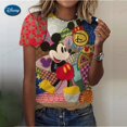 thumbnail image 1 of 2023 Summer Women's Tee Harajuku Disney Mickey Mouse Print T-Shirts Casual Blouses Everyday Pullovers Female T-Shirt StreetwearL Gao Jinjia LED, 1 of 2