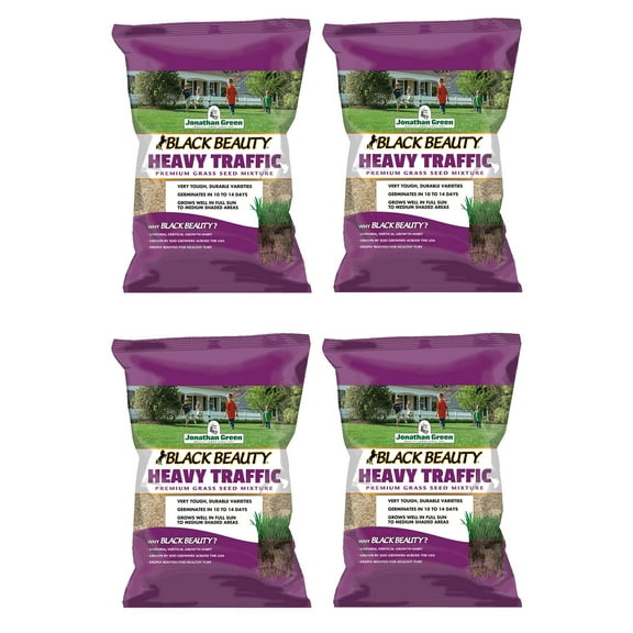 Jonathan Green Black Beauty Heavy Traffic Premium Grass Seed Mixture, 25lb Pack of 4