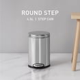 thumbnail image 2 of simplehuman Round Step Can, 4.5L / 1.2 Gallon Compact Bathroom Trash Can, 150,000-Step Pedal, Lid Shox® Silent Close, Removable Inner Bucket, Brushed Stainless Steel, 2 of 9