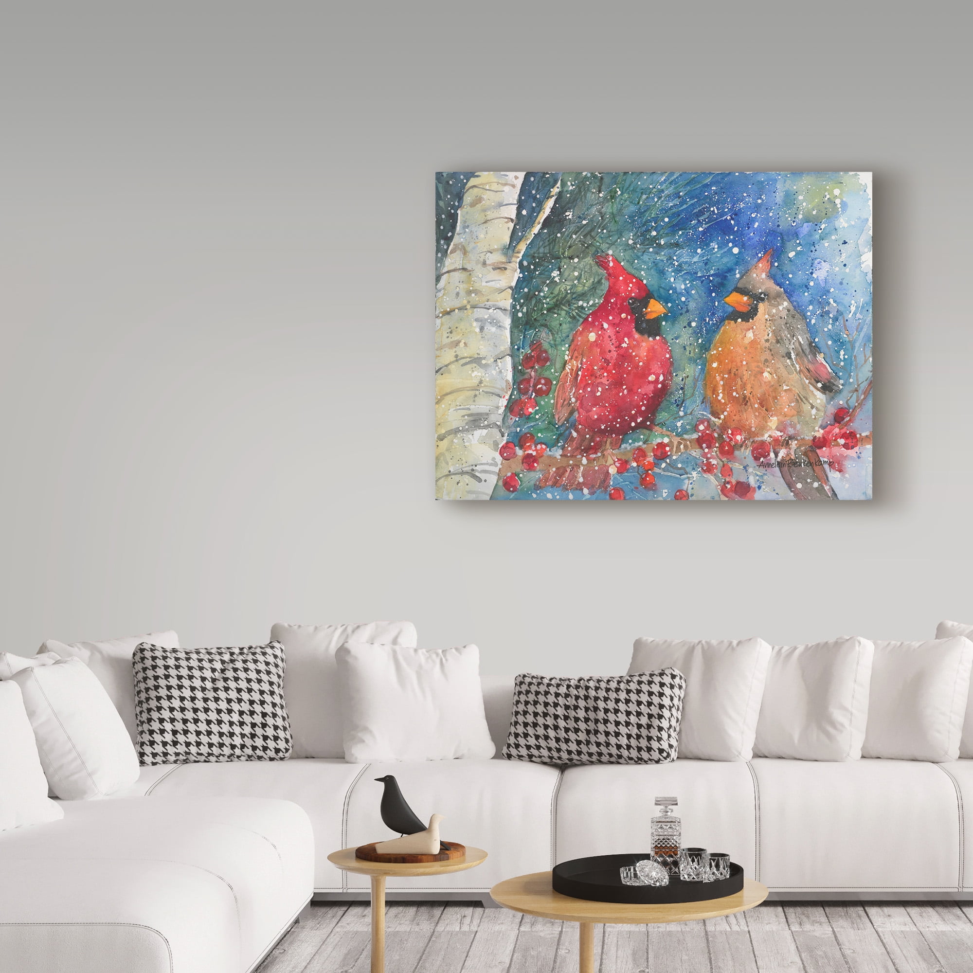 Trademark Fine Art 'Snow Cardinals' Canvas Art by Annelein Beukenkamp