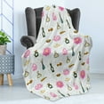 thumbnail image 4 of Floral Soft Flannel Fleece Blanket, Print of Colorful Perfume Bottles and Flowers on a Background of Stripes, Cozy Plush for Indoor and Outdoor Use, 60" x 80", White and Multicolor, by Ambesonne, 4 of 5