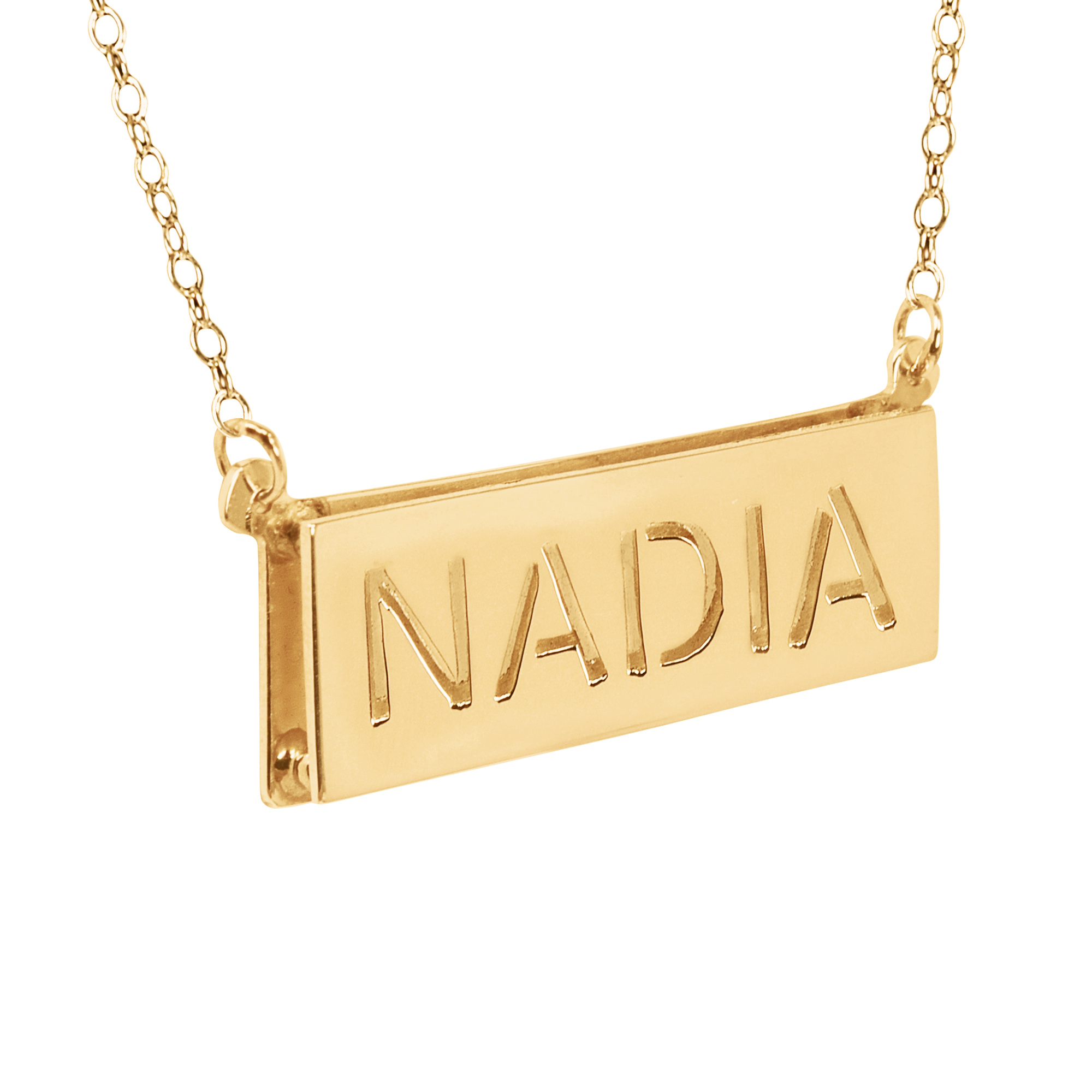 Personalized 3D Double Bar Name Necklace in 14K Gold-Plated Sterling Silver