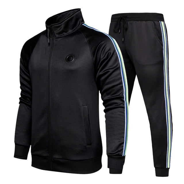 Men Tracksuit Set Casual Full Zip Jogging Sweat Suit