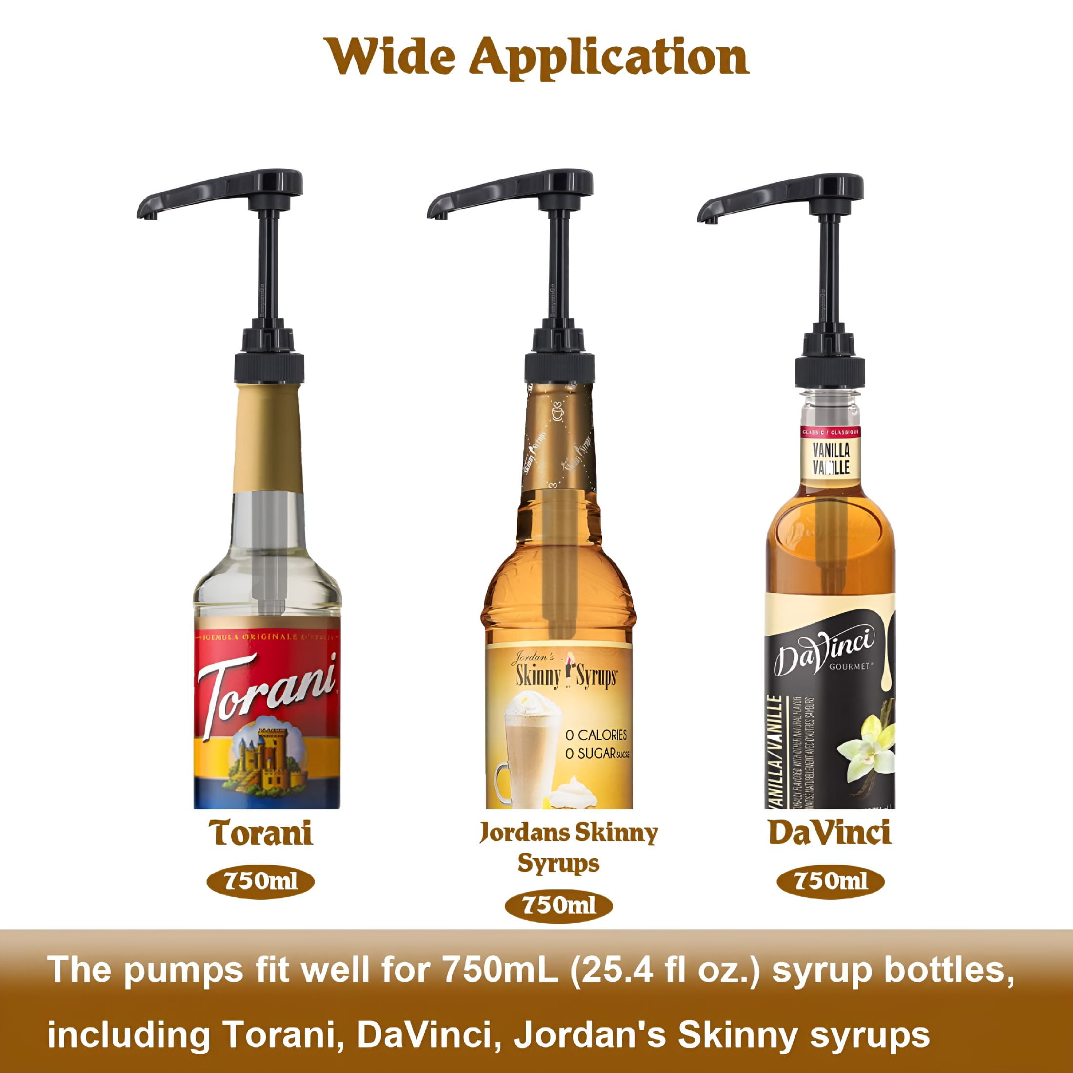 ACDANC 2026 New Coffee Syrup Pump,Compatible with Skinny Syrups - Syrup Pump Dispenser Fits 750Ml Bottles, for Coffee Shop, Home, Cafe, Black (Pack of 6)