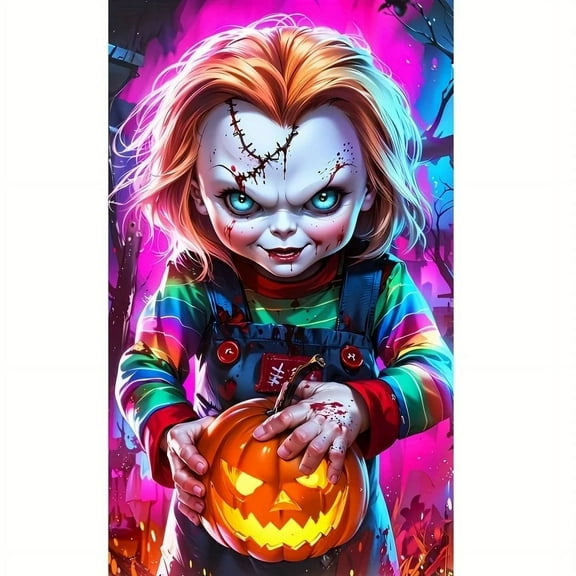 Horror Characters 5D Diamond Painting Tools for Adults DIY Diamond Art Tools for Beginners with Round Full Diamond Diamond Gemstones Home Wall Painting Art Decoration Gift Artwork