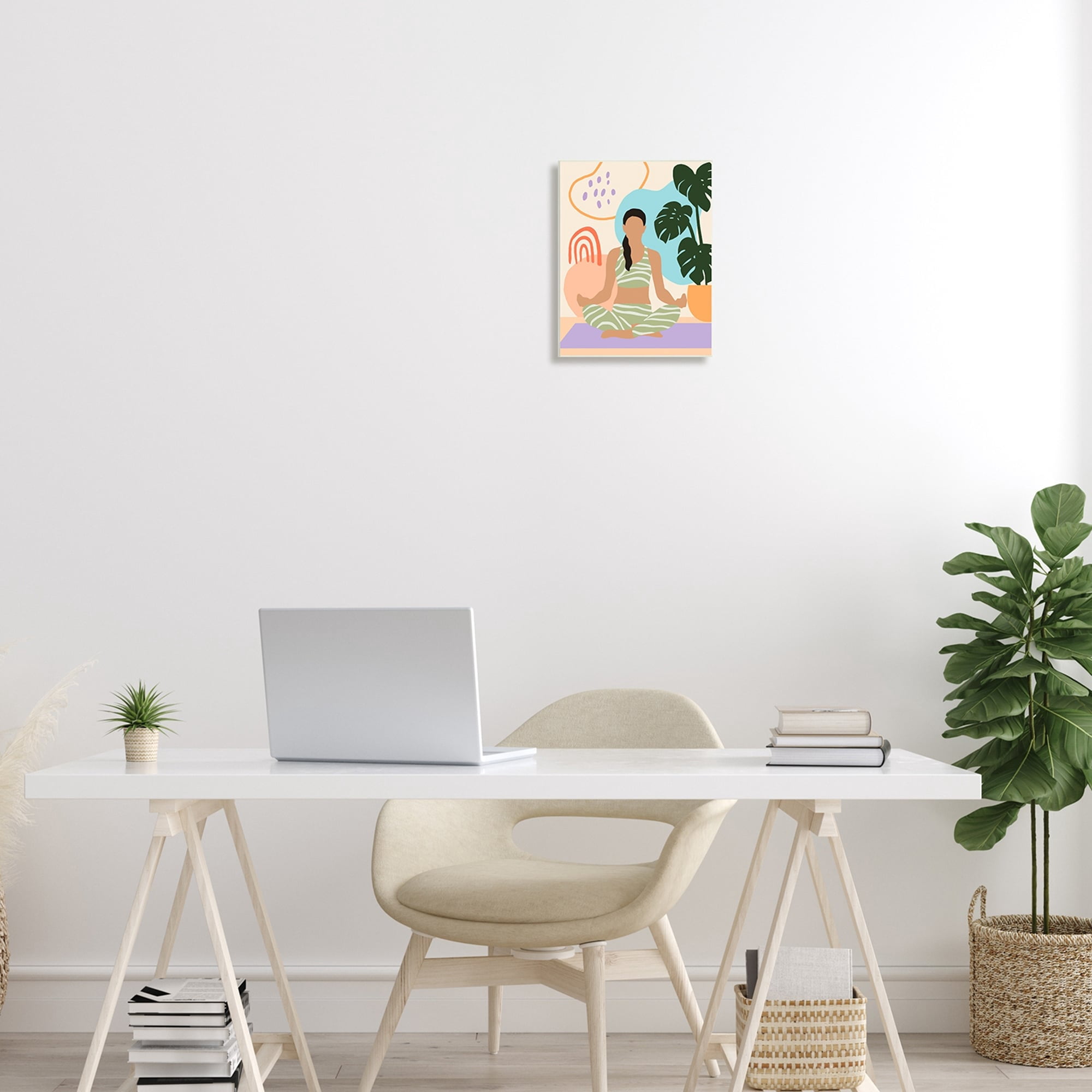Stupell Industries Modern Botanical Yoga Exercise Person Meditation , 10 x 15, Design by Annie Warren
