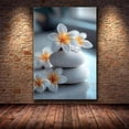 thumbnail image 4 of Mudket Framed,Canvas Wall Art,Ready to Hang,Plumeria Flower Stacked Stones Still Life Canvas Print,Botanical Wall Decor, Floral Artwork for Bathroom Bedroom Office Decor - 12"L x 8"W, 4 of 10