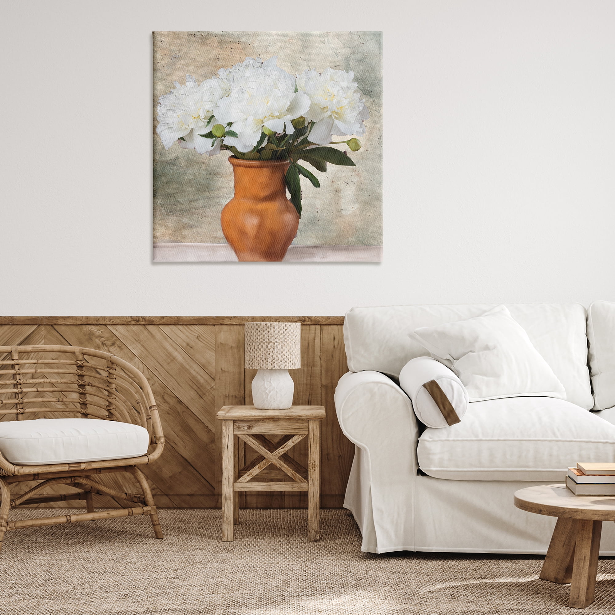 Stupell Industries Rustic Terracotta Vase Plants & Flowers Painting Wrapped Canvas Art Print Wall Art, 36 x 36