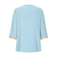 thumbnail image 7 of Feancey Women's Plus Size Tops Trendy Lace V Neck Blouses 3/4 Sleeve Loose Casual Vacation Shirt Summer Dressy Solid Color Pullover Sky Blue S, 7 of 7