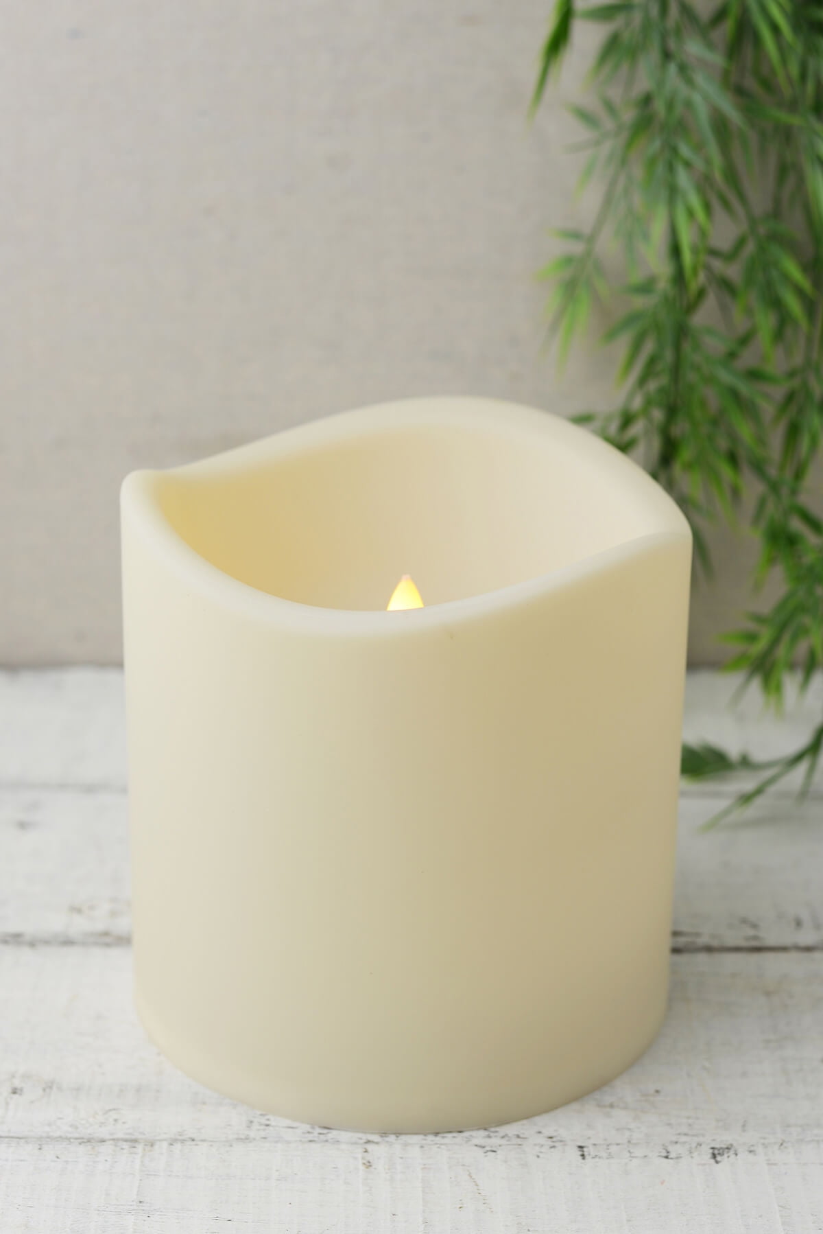 Battery Operated 6x6 Pillar Candle LED, Outdoor, Wavy Edge