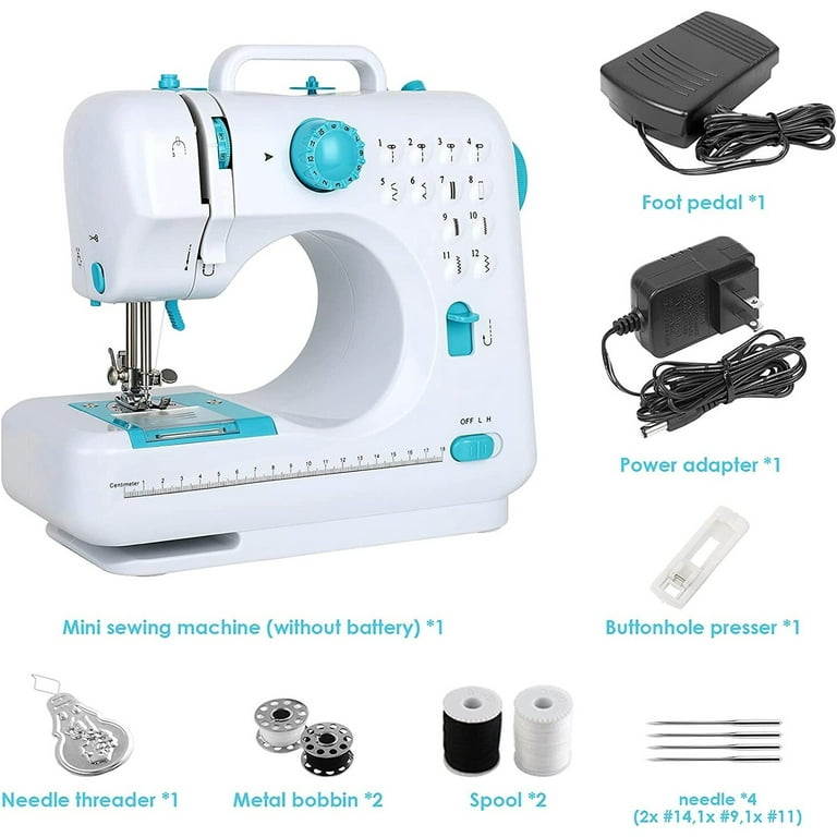 Mini Sewing Machine for Beginners, Adults and Kids, Sewing Machines with  Reverse Sewing and 12 Built-in Stitches, Portable Sewing Machine 