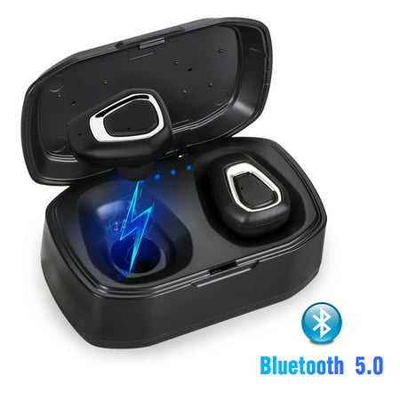 Bluetooth 5.0 Bass True Wireless Headphones, Sports Wireless Earbuds Earphones, Built-in Microphone for iPhone, Samsung, Android (Best Wireless Earbuds For Iphone)