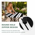 thumbnail image 4 of Round Outdoor Tablecloth with Umbrella Hole and Zipper, Black Striped Tablecloth with Elastic Waterproof, Blue Geometric Line Stripes Farmhouse Patio Table Covers for 31" - 35" Picnic Pool Tables, 4 of 9