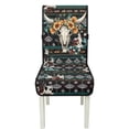 thumbnail image 7 of TSOVTHRID Aztec Tribal Cattle Skull Floral Print Quilted Dining Chair Slipcovers Stretchy Comfy Chair Seat Covers Washable Removable Seat Cushion Covers with Detachable Strap, Set of 1, 7 of 7