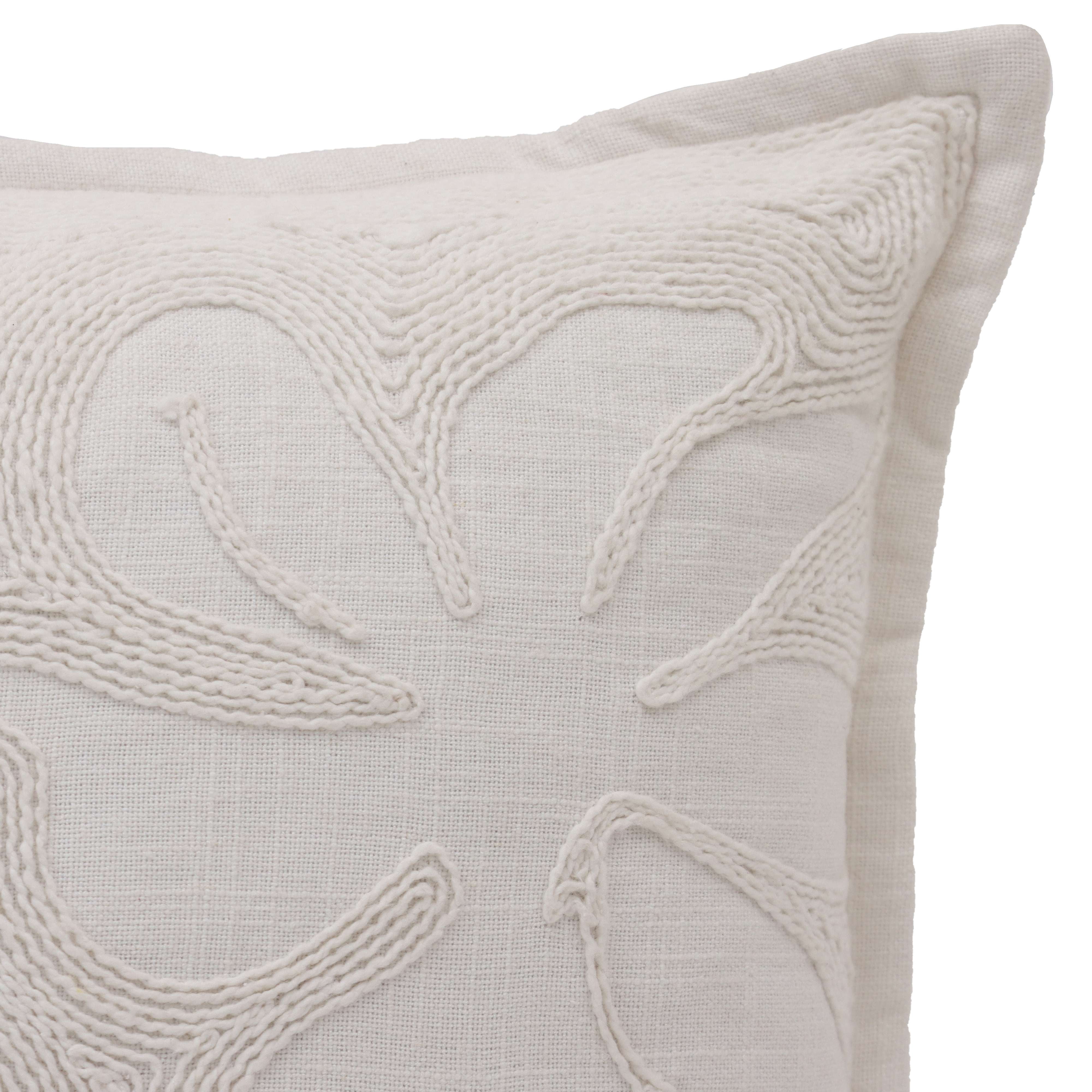 Better Homes & Gardens 18" x 18" Ivory Sophia Embroidered Floral Decorative Throw Pillow