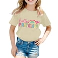 thumbnail image 3 of ibiyuan Kid Girls First Day Of School Shirt Funny Short Sleeve Back To School Shirt Kids Girl Cotton T-Shirt Pencil Graphic Tee Tops Classic-Fit Hello Kindergarten, 3 of 5