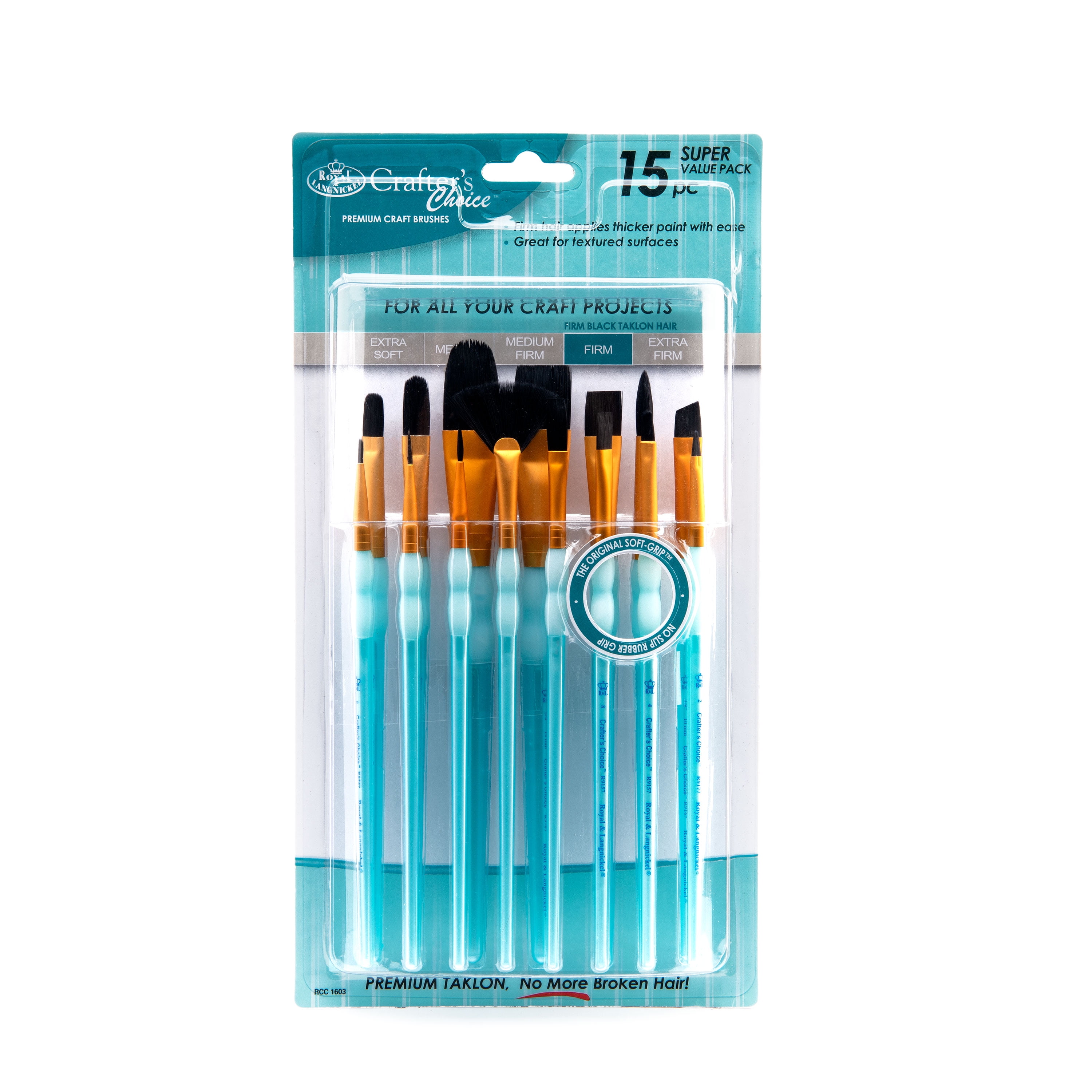 Royal & Langnickel Crafter's Choice Synthetic Black Taklon Paint Brush Set,  15pc