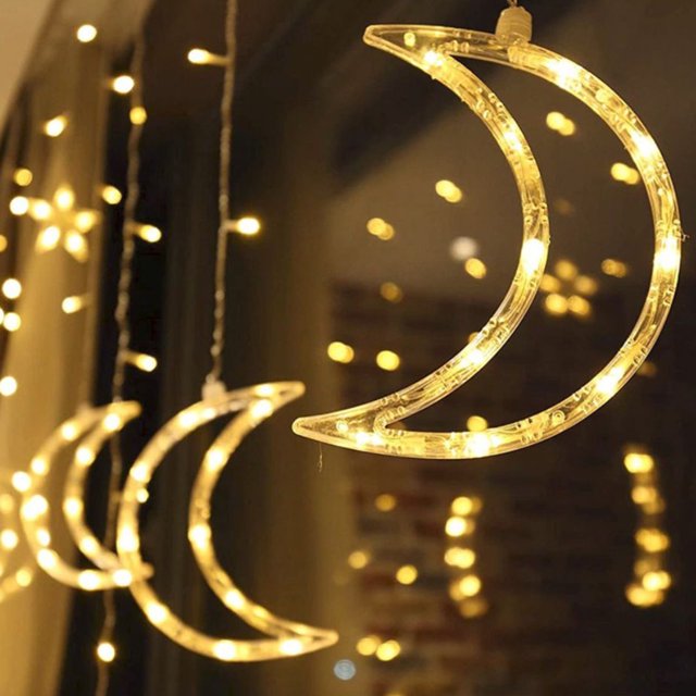Agiferg Stars Moon LED Bulb String Lights Decorative Curtain Lights Wedding Neon Lights