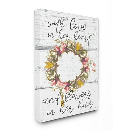 - The Stupell Home Decor Collection Love In Her Heart Flowers In Her Hair Flower Crown Stretched Canvas Wall Art, 16 x 1.5 x 20
