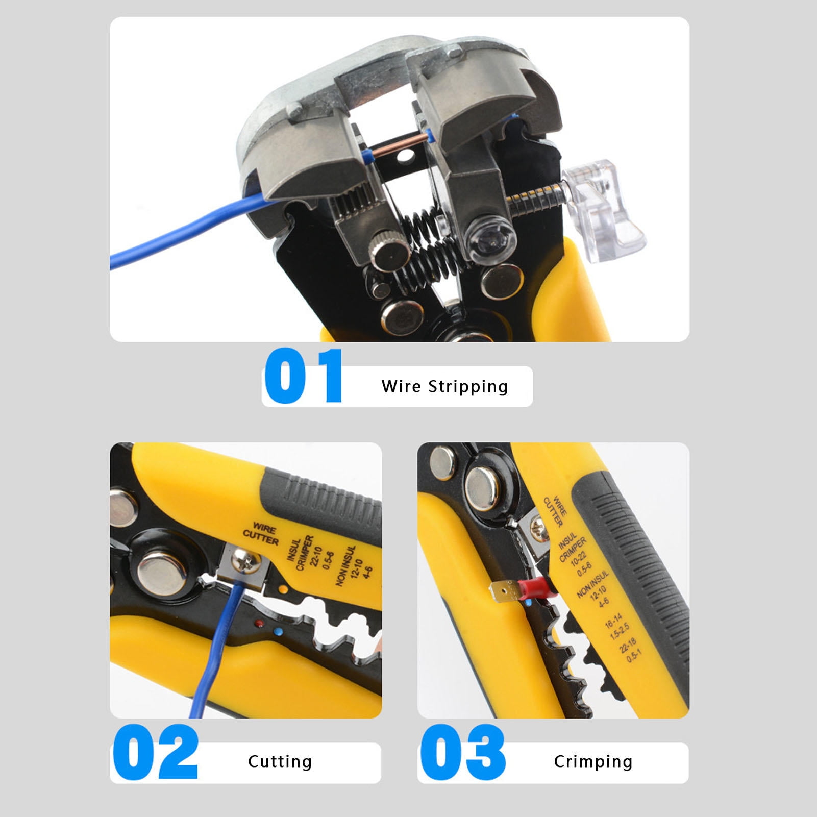 Suodoka 3‑in‑1 Automatic Wire Stripper, Crimper & Cutter – AWG 10‑24, Self‑Adjusting Jaws, Ergonomic Grip, Multi‑Cable Cutting Tool