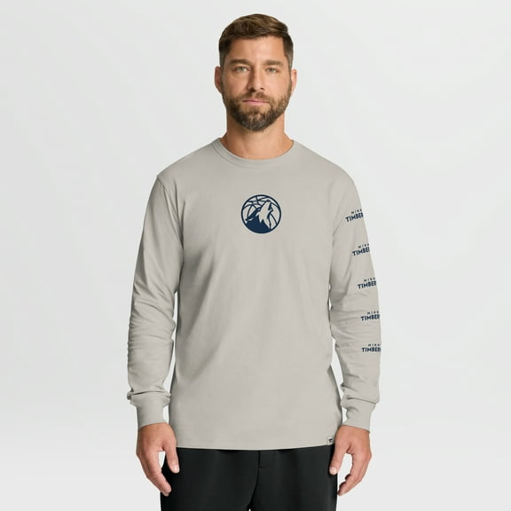 Men's Fanatics Cream Minnesota Timberwolves Crossover Collection Ball Screen Action Premium Long Sleeve T-Shirt