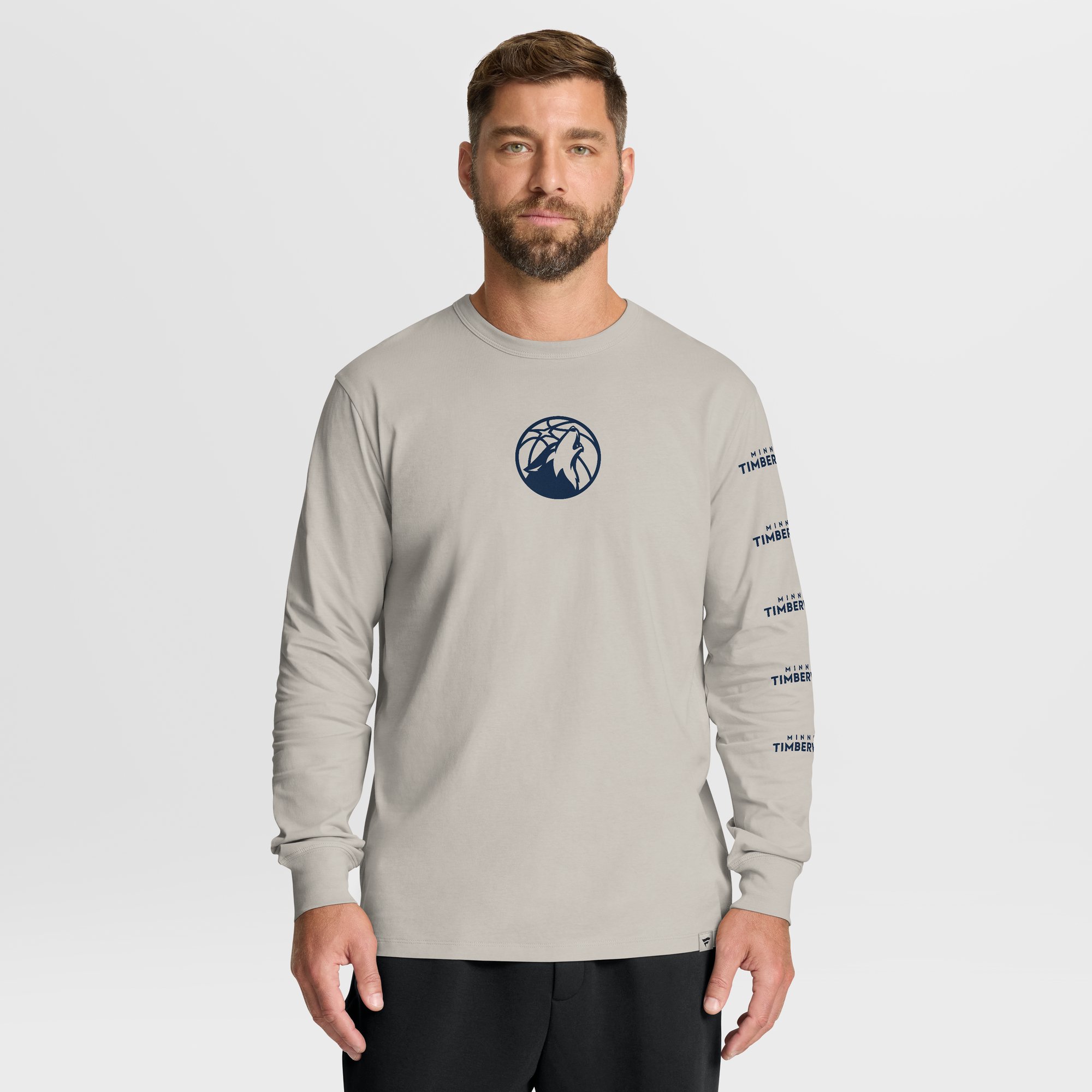 Men's Fanatics Cream Minnesota Timberwolves Crossover Collection Ball Screen Action Premium Long Sleeve T-Shirt