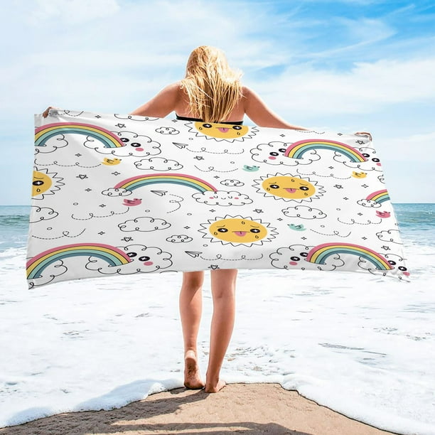 Microfiber Beach Towel Super Lightweight Colorful Bath Towel Sandproof Beach Blanket Multi-Purpose Towel For Travel Swimming Pool 30x60 Inch Travel Essentials